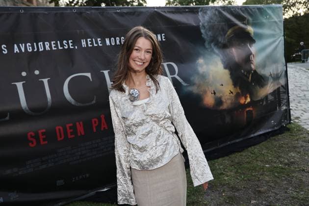 Forpremiere av filmen Blücher Oscarsborg 20250815. Skuespiller Andrea Berntzen er invitert til utendors filmvisning av den nye norske storfilmen Blücher pa Oscarsborg festning. Foto: Geir Olsen NTB Oscarsborg Norge f8tUCPjX3C8 EDITORIAL USE ONLY Ref:_ENTf8tUCPjX3C8.jpg Copyright: xGeirxOlsenx xNTBx