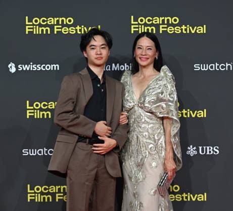 Locarno,Swiss Locarno Film Festival 2025 Photocall and red carper present Rosemead film Piazza Grande In the photo:Lucy Liu actress producer, Lawrence Shou actor  Copyright: xNickxZonnax xipa-agency.netx xNickxZonnax IPA_Agency_IPA62448012