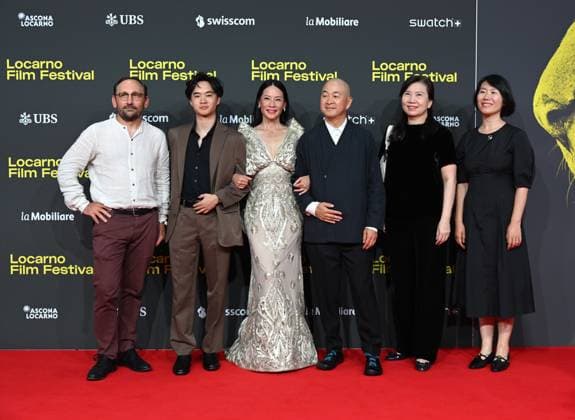 Locarno,Swiss Locarno Film Festival 2025 Photocall and red carper present Rosemead film Piazza Grande In the photo:Lucy Liu actress Career Achievement Award, Eric Lin director,producer,Lawrence Shou actor and cast producer  Copyright: xNickxZonnax xipa-agency.netx xNickxZonnax IPA_Agency_IPA62448033