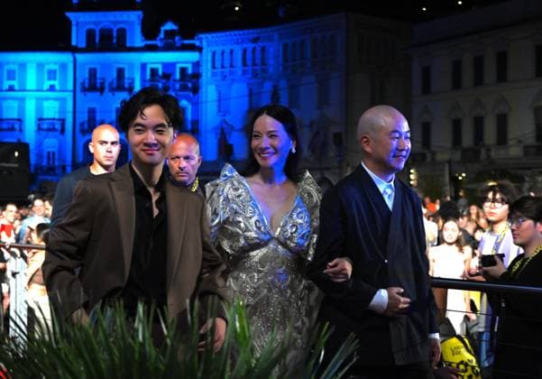 Locarno,Swiss Locarno Film Festival 2025 Photocall and red carper present Rosemead film Piazza Grande In the photo:Eric Lin director,Lucy Liu actress producer,Lawrence Shou actor  Copyright: xNickxZonnax xipa-agency.netx xNickxZonnax IPA_Agency_IPA62448037
