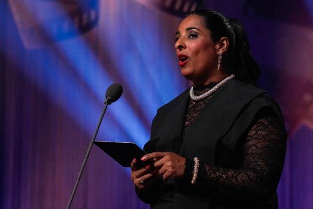 Amandaprisen 2025 Haugesund 20250816. Kultur- og likestillingsminister Lubna Jaffery deler ut prisen arets ÃÜres-Amanda under Amandaprisutdelingen i Festiviteten i Haugesund. Foto: Jan Kare Ness NTB Haugesund Norge zbW0q27qyTY EDITORIAL USE ONLY Ref:_ENTzbW0q27qyTY.jpg Copyright: xJanxKarexNessx xNTBx