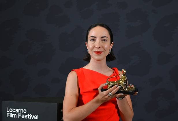 Locarno, Switzerland: Locarno, Swiss Locarno Film Festival 2025 Photocall Award Ceremony Locarno78 photocall with winners of Locarno78 In the photo:Sophy Romvari by BLUE HERON Swatch Pardo First Feature Award Premio Opera Prima Locarno Switzerland  - ZUMAp169 20250816_zea_p169_234 Copyright: xNickxZonnax