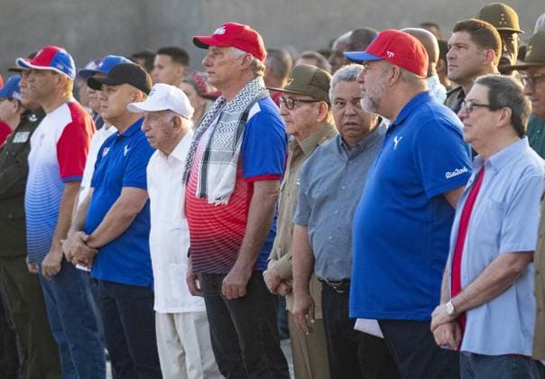 International Labors Day in Cuba HAVANA, CUBA - MAY 1: Cuban President Miguel Diaz-Canel (C) and former Cuban President Raul Castro (4th R) attend the rally to mark the International Labors Day in Havana, Cuba on May 1, 2024. Cuba World. Editorial use only. Please get in touch for any other usage.  Copyright: x2025xAnadoluxYanderxZamorax
