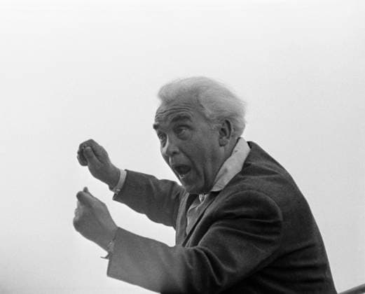 January, 1979. Tallin, Estonian SSR, USSR. Founder and director of the Estonian SSR State Academic Male Choir, Soviet conductor Gustav Ernesaks leads the choir during the perfromance. The exact date of the photograph is unknown. Boris Kavashkin TASS  19297527