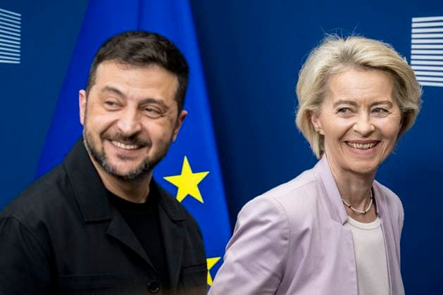 August 17, 2025: Ukrainian President Volodymyr Zelenskyy addresses the press alongside European Commission President Ursula von der Leyen in Brussels, Belgium, Sunday, 17.08.2025. Zelenskyy affirms that the United States fully supports Ukraine and dismisses Russias territorial demands as unrealistic and impossible to fulfill. - ZUMAw80_ 20250817_faf_w80_014 Copyright: xWiktorxDabkowskix