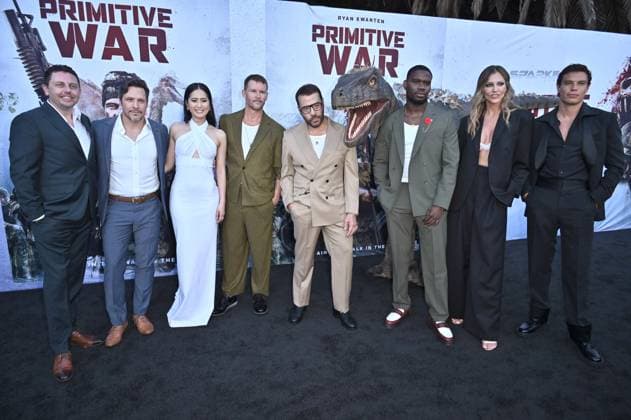 August 18, 2025, Los Angeles, Ca, USA: LOS ANGELES - AUG 18: Luke Sparke, Nick Wechsler, Ana Thu Nguyen, Ryan Kwanten, Jeremy Piven, Adolphus Waylee, Tricia Helfer, Carlos Sanson Jr at Primative War Premiere at the Hollywood American Legion on August 18, 2025 in Los Angeles, CA Los Angeles USA - ZUMAb170 20250818_aap_b170_232 Copyright: xKayxBlakex