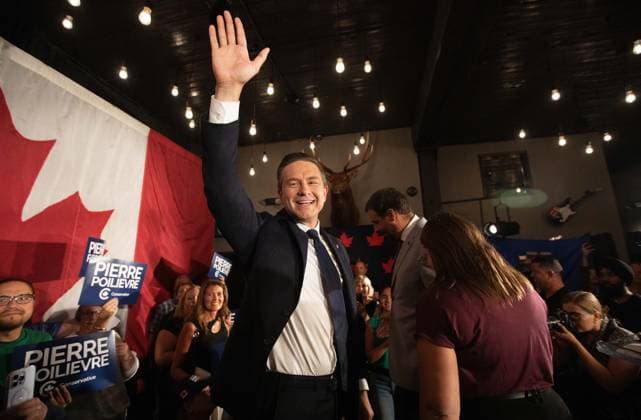 August 18, 2025, Camrose, Ab, CANADA: p>Conservative Party Leader Pierre Poilievre celebrates the win during the Battle River-Crowfoot byelection in Camrose, Alta., Monday, Aug. 18, 2025. Camrose CANADA  - ZUMAc35_ 20250818_zaf_c35_126 Copyright: xJasonxFransonx