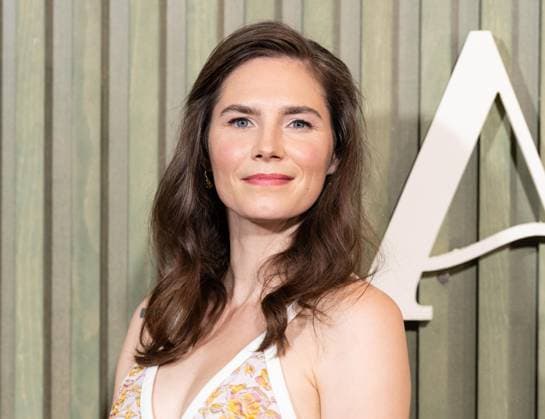 August 19, 2025, Bronx, New York, USA: Amanda Knox wearing dress by Giambattista Valli attends premiere by HULU of The twisted tail of Amanda Knox at Historical Society in New York, NY on August 19, 2025 Bronx USA - ZUMAr339 20250819_znp_r339_003 Copyright: xLevxRadinx