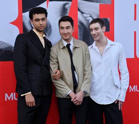 British actor Archie Madekwe, director Alex Powell and Canadian actor Theodore Pellerin (L-R) attend the premiere of the motion picture crime thriller Lurker at the Vista Theatre in Los Angeles on Wednesday, August 20, 2025. Storyline: A retail employee infiltrates the inner circle of an artist on the verge of stardom. As he gets closer to the budding music star, access and proximity become a matter of life and death.  LAP2025082022 JIMxRUYMEN