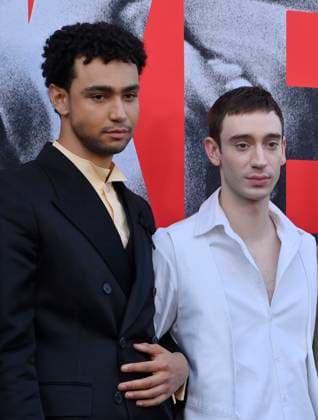 Cast members Archie Madekwe (L) Theodore Pellerin attend the premiere of the motion picture crime thriller Lurker at the Vista Theatre in Los Angeles on Wednesday, August 20, 2025. Storyline: A retail employee infiltrates the inner circle of an artist on the verge of stardom. As he gets closer to the budding music star, access and proximity become a matter of life and death.  LAP2025082024 JIMxRUYMEN
