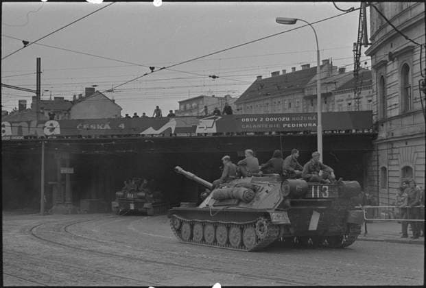 57th anniversary of occupation of Czechoslovakia, August 21, 2025.***FILE PHOTO*** Troops of the Soviet Union and its Warsaw Pact allies invaded Czechoslovakia on August 21, 1968, to halt political liberalization in the country called the Prague Spring. Residents of Brno surround of Soviet armoured vehicles protest against the invasion in Brno, Czechoslovakia, on August 21, 1968. (CTKxPhoto ) CTKPhotoFO00530134  CTKPhotoFO00530134