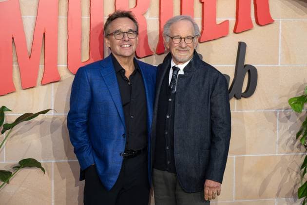 Chris Columbus and Steven Spielberg attends The Thursday Murder Club UK Premiere at Leicester Square Gardens in London, England, UK. Thursday 21st August 2025 Copyright: xJamesxWarrenx THE THURSDAY MURDER CLUB - UK PREMIERE66