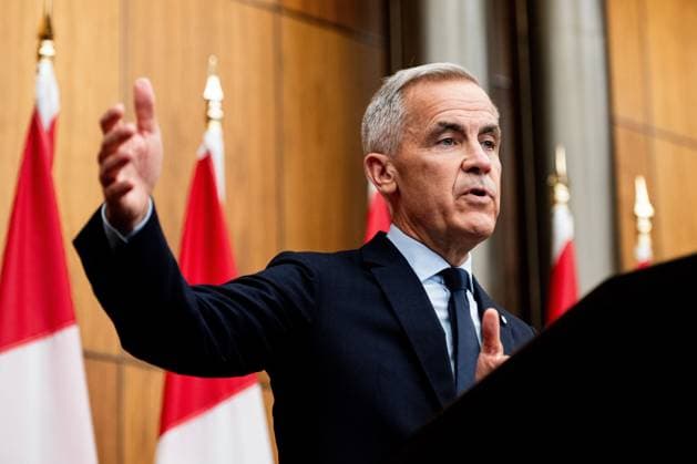 August 22, 2025, Ottawa, On, Canada: Prime Minister Mark Carney speaks during a press conference at the National Press Theatre in Ottawa on Friday, Aug. 22, 2025. Ottawa Canada  - ZUMAc35_ 20250822_zaf_c35_058 Copyright: xSpencerxColbyx