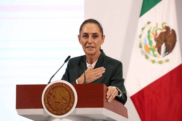 MexicoÃ¢â‚¬â ¢s President Claudia Sheinbaum Pardo speaks during a press conference about the Mexico Imparable Half Marathon a series of races in four destinations at the National Palace. on August 22, 2025, in Mexico City, Mexico. Mexico City Mexico - ZUMAe321 20250822_zia_e321_004 Copyright: xLuisxBarronx