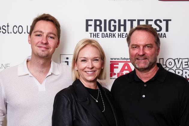 UK Premiere of Your Host on Friday 22 August 2025 (L-R) Reece Foster, Stephanie Foster, Ron Foster seen at the UK Premiere of Your Host during Frightfest 2025 at ODEON LUXE Leicester Square, London on Friday 22 August 2025., Credit:Julie Edwards Avalon  Copyright: xJuliexEdwardsx xAvalonx 1030705346