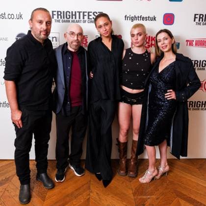UK Premiere of Your Host on Friday 22 August 2025 (L-R) Seth Michaels, Jackie Earle Hayley, Ella-Rae Smith, Joelle Rae and Sara Sometti Michaels seen at the UK Premiere of Your Host during Frightfest 2025 at ODEON LUXE Leicester Square, London on Friday 22 August 2025., Credit:Julie Edwards Avalon  Copyright: xJuliexEdwardsx xAvalonx 1030705384
