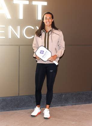 August 21, 2025, New York, Ny, United States: Caroline Garcia attends the US Open Season Pickelball with a Pro Pop-Up Court Held at Hyatt Regency Times Square s Porte Cochere in New York. Zuma Press August 21, 2025 New York United States - ZUMAp281 20250821_zea_p281_020 Copyright: xPhotoxImagexPressx