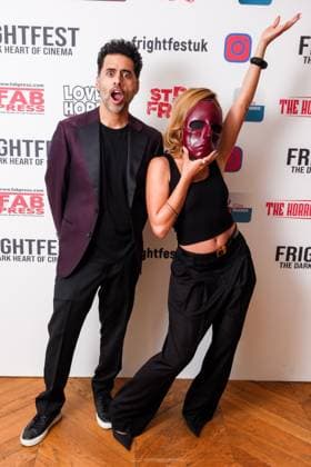 World Premiere of The Red Mask on Saturday 23 August 2025 Ritesh Gupta and Inanna Sarkis seen at the World Premiere of The Red Mask during Frightfest 2025 at ODEON LUXE Leicester Square, London on Saturday 23 August 2025., Credit:Julie Edwards Avalon  Copyright: xJuliexEdwardsx xAvalonx 1030837000
