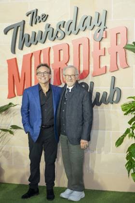 The Thursday Murder Club UK Premiere Director Chris Columbus and Steven Speilberg attend The Thursday Murder Club UK Premiere in the Leicester Square Gardens, London. 21st August 2025.  Copyright: xAndrewxSimsx NINTCHDBPICT001018029366