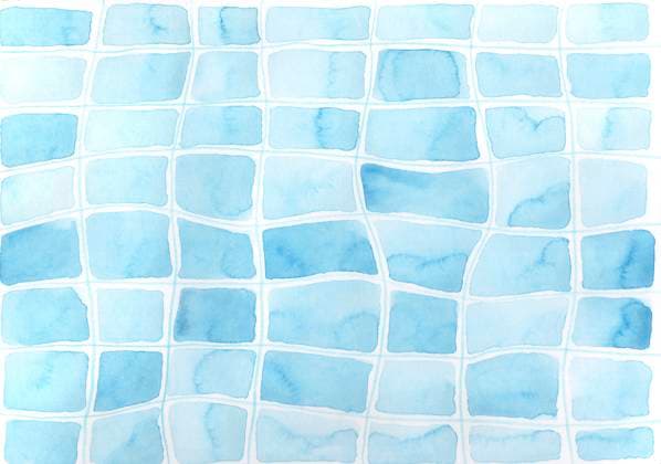 Abstract blue watercolor painting of wavy pool tiles background property released, CMF01098