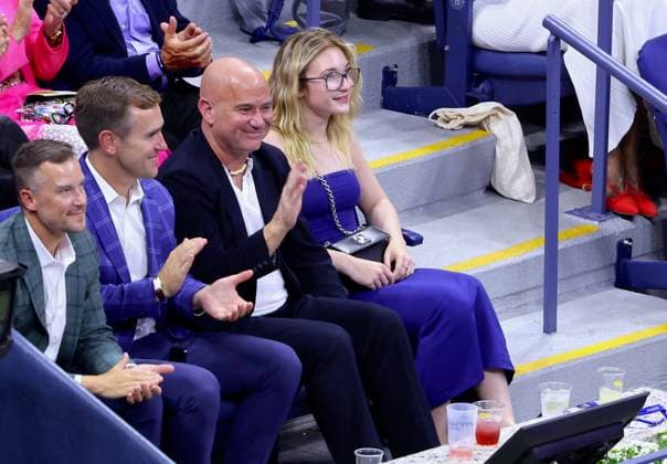 US Open - Celebs In The Stands Andre Agassi and his daughter Jaz Elle Agassi attend the US Open during the Novak Djokovic vs Learner Tien game in New York on August 24, 2025. Photo by Dylan Travis ABACAPRESS.COM New York City NY United States  Copyright: xDylanxTravis ABACAx
