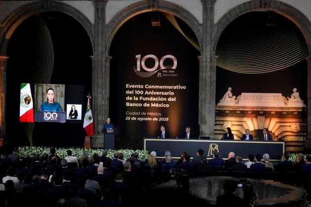 Claudia Sheinbaum, President Of Mexico, Leads Ceremony Celebrating The 100th Anniversary Of The Founding Of The Bank Of Mexico (Banxico) Claudia Sheinbaum, President of Mexico, attends the ceremony celebrating the 100th anniversary of the founding of the Bank of Mexico (Banxico) at the Interactive Museum of Economics (MIDE) in Mexico City, Mexico, on August 25, 2025. Mexico City Mexico City Mexico  Copyright: xGerardoxVieyrax originalFilename: vieyra-notitle250825_npdlp.jpg