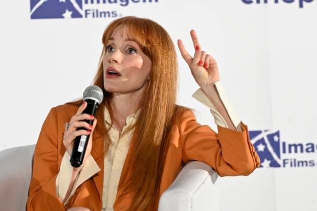 August 26, 2025, Mexico City, Ciudad de Mexico, Mexico: Actress Jessica Chastain speaks during a press conference to promote the movie Dreams at Cinepolos Plaza Miyana. on August 26, 2025 in Mexico City, Mexico. Mexico City Mexico - ZUMAe321 20250826_zea_e321_013 Copyright: xCarlosxTischlerx