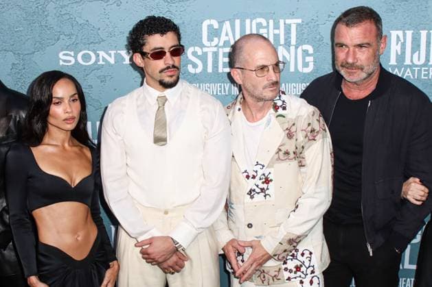 New York Premiere Of Columbia Pictures Caught Stealing MANHATTAN, NEW YORK CITY, NEW YORK, USA - AUGUST 26: American actress, singer, model, and filmmaker Zoe Kravitz (Zoë Kravitz), Puerto Rican rapper, singer, actor, record producer and professional wrestler Bad Bunny (Benito Antonio Martinez Ocasio), American director, screenwriter, and producer Darren Aronofsky and American actor, producer, director, and writer Liev Schreiber arrive at the New York Premiere Of Columbia Pictures Caught Stealing held at Regal Union Square on August 26, 2025 in Manhattan, New York City, New York, United States., Credit:Image Press Agency Avalon United States, New York, New York City, Regal Union Square Copyright: xImagexPressxAgencyx xAvalonx 1031689021