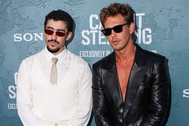 New York Premiere Of Columbia Pictures Caught Stealing Puerto Rican rapper, singer, actor, record producer and professional wrestler Bad Bunny (Benito Antonio Martinez Ocasio) and American actor, singer, and model Austin Butler arrive at the New York Premiere Of Columbia Pictures Caught Stealing held at Regal Union Square on August 26, 2025 in Manhattan, New York City, New York, United States. Photo by Image Press Agency ABACAPRESS.COM New York City New York United States  Copyright: xImagexPressxAgency ABACAx