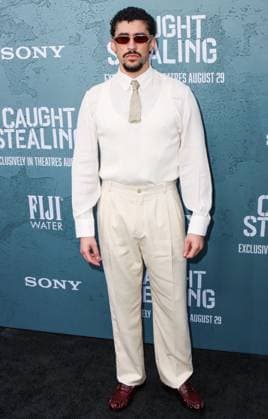 New York Premiere Of Columbia Pictures Caught Stealing Puerto Rican rapper, singer, actor, record producer and professional wrestler Bad Bunny (Benito Antonio Martinez Ocasio) wearing Saint Laurent arrives at the New York Premiere Of Columbia Pictures Caught Stealing held at Regal Union Square on August 26, 2025 in Manhattan, New York City, New York, United States. Photo by Image Press Agency ABACAPRESS.COM New York City New York United States  Copyright: xImagexPressxAgency ABACAx