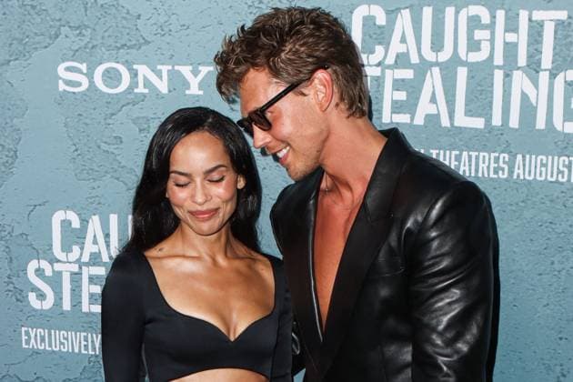New York Premiere Of Columbia Pictures Caught Stealing American actress, singer, model, and filmmaker Zoe Kravitz (Zoë Kravitz) and American actor, singer, and model Austin Butler arrive at the New York Premiere Of Columbia Pictures Caught Stealing held at Regal Union Square on August 26, 2025 in Manhattan, New York City, New York, United States. Photo by Image Press Agency ABACAPRESS.COM New York City New York United States  Copyright: xImagexPressxAgency ABACAx