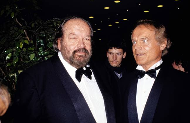 Das italienische Schauspieler-Duo Bud Spencer und Terence Hill, Action Helden zahlreicher Filme, wurden beim UFA Filmball 1993 in Berlin mit einem Preis ausgezeichnet. Copyright: HartwigxValdmanis Nur redaktionelle Nutzung. Editorial usage only. VAL_7205005008