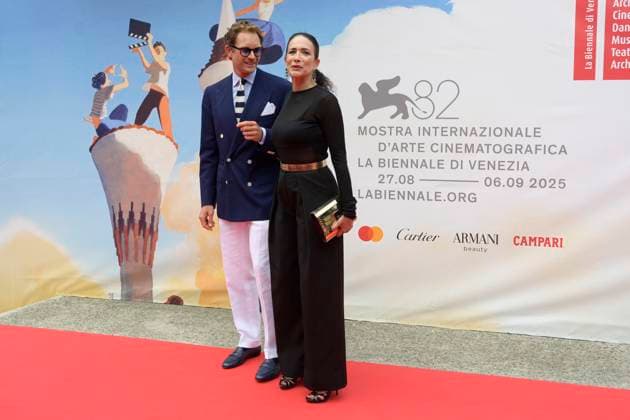 Mother red carpet in Venice Lido, Italy - 27 Aug 2025 (L-R) Marco Colombo and Randi Ingerman attend the red carpet of the movie Mother at 82 Venice Film Festival in Venice Lido. Venice Lido Italy Copyright: xMarioxCartellix xSOPAxImagesx _DSC2325