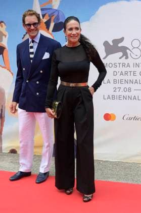 Mother red carpet in Venice Lido, Italy - 27 Aug 2025 (L-R) Marco Colombo and Randi Ingerman attend the red carpet of the movie Mother at 82 Venice Film Festival in Venice Lido. Venice Lido Italy Copyright: xMarioxCartellix xSOPAxImagesx _DSC2335