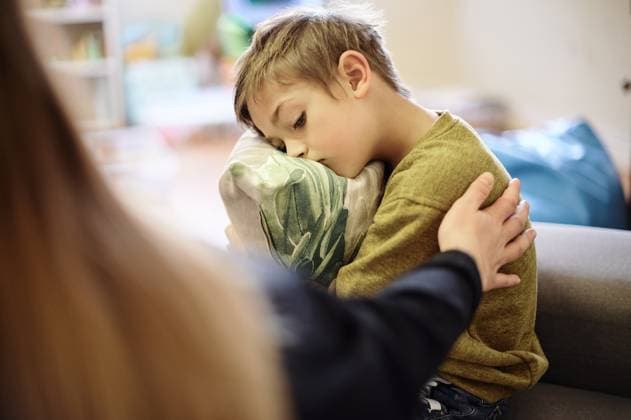 Anxiety, bullying and hand of mother with boy hugging pillow for comfort, compassion and empathy at home. Disability, abuse and mom with sad child suffering depression or mental health problem Anxiety, bullying and hand of mother with boy hugging pillow for comfort, compassion and empathy at home. Disability, abuse and mom with sad child suffering depression or mental health problem., model released, , property released, , 64302448.jpg RECORD DATE NOT STATED