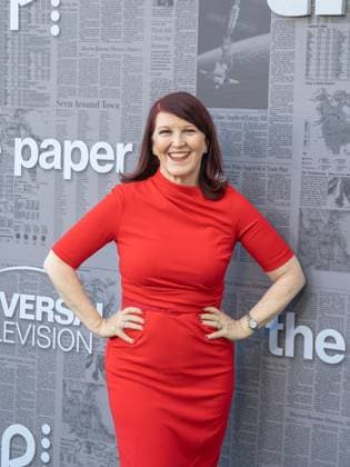 August 27, 2025, Pasadena, California, USA: Kate Flannery arrives on the red carpet at the premiere of Ã¢â‚¬oeThe PaperÃ¢â‚¬Â tv show event on August 27th, 2025 at HARMONY GOLD 7655 W. Sunset Boulevard Pasadena USA - ZUMAt169 20250827_zep_t169_001 Copyright: xConnorxTerryx