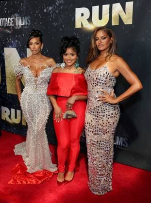 Erica Mena, Erica Pinkett and Claudia Jordan attend the Los Angeles Premiere of Footage Films RUN at TCL Chinese Theatre in the Hollywood section of Los Angeles on Wednesday, August 27, 2025.  LAP20250827244 GREGxGRUDT