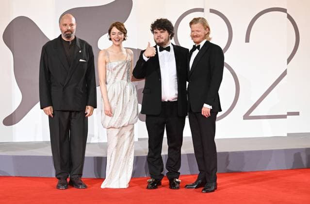 Celebrities attend the Bugonia premiere on day 2 of the 82nd Venice International Film Festival Featuring: Yorgos Lantimos, Emma Stone, Jesse Plemons and Adrian Delbis attend the premiere of Bugonia at the 82nd Venice Film Festival. Where: Venice, Italy When: 28 Aug 2025 Credit: Cover Images EDITORIAL USE ONLY. NOT FOR USE BY NEWSPAPERS BASED IN THE UK. Copyright: xx coverimg55020641