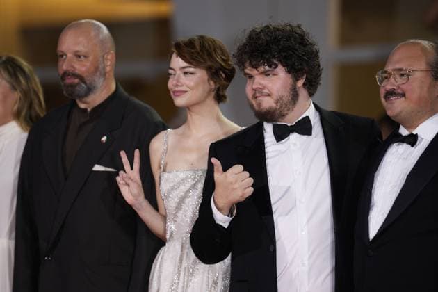 Foto IPP Daniele Cifala’ Venezia 28 08 2025 Bugonia Red Carpet - The 82nd Venice International Film Festival nella foto : US actress Emma Stone and US actor Aidan Delbis Italy Photo Press - World Copyright