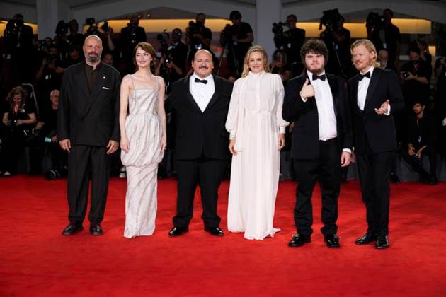 Bugonia Red Carpet - The 82nd Venice International Film Festival Greek director and screenwriter Yorgos Lanthimos, US actress Emma Stone, US actor Aidan Delbis and US actor Jesse Plemons attends the Bugonia red carpet during the 82nd Venice International Film Festival on August 28, 2025 in Venice, Italy. Venice Italy  Copyright: xDanielexCifalÃ x originalFilename: cifala-notitle250828_npQDQ.jpg