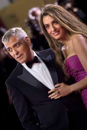 Amal Clooney and George Clooney attend the Jay Kelly red carpet during the 82nd Venice International Film Festival on Thursday, August 28, 2025 in Venice, Italy.  VEN20250828215 RoccoxSpaziani