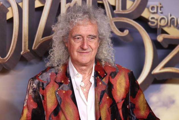 August 28, 2025, Las Vegas, Nevada, USA: BRIAN MAY of Queen on the yellow carpet for the world premiere of the Wizard of Oz at Sphere in Las Vegas, Nevada. Las Vegas USA - ZUMAg247 20250828_znp_g247_006 Copyright: xGagexSkidmorex