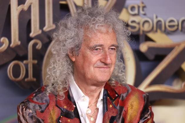 August 28, 2025, Las Vegas, Nevada, USA: BRIAN MAY of Queen on the yellow carpet for the world premiere of the Wizard of Oz at Sphere in Las Vegas, Nevada. Las Vegas USA - ZUMAg247 20250828_znp_g247_008 Copyright: xGagexSkidmorex