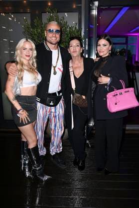Gina Beckmann, Eric Sindermann, Katy Karrenbauer und Djamila Rowe bei der Premiere der Reality-Show The Power im Alice Rooftop & Garden. Berlin, 28.08.2025
