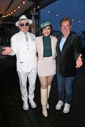 Lo Graf von Blickensdorf, Pauline Stolze und Arno Funke bei der Premiere der Reality-Show The Power im Alice Rooftop & Garden. Berlin, 28.08.2025