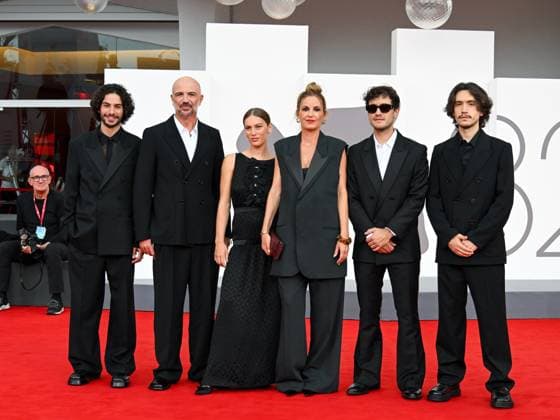Venice, 82nd Venice International Film Festival 2025 - evening 3 - red carpet of the film A Pied D Oeuvre - In the photo: Sayyid El Alami, Julien Colonna, Lou Lampros, Agathe Riedinger, Zoran Boukherma, Ludovic Boukherma  Copyright: xManuelexMangiarottix xipa-agency.netx xPoolxPhotoxEventsx06x IPA_Agency_IPA63581632