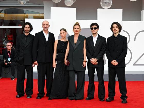 Venice, ITALY: Venice, 82nd Venice International Film Festival 2025 - evening 3 - red carpet of the film A Pied D Oeuvre - In the photo: Sayyid El Alami, Julien Colonna, Lou Lampros, Agathe Riedinger, Zoran Boukherma, Ludovic Boukherma Venice ITALY  - ZUMAp169 20250829_zea_p169_677 Copyright: xManuelexMangiarottix