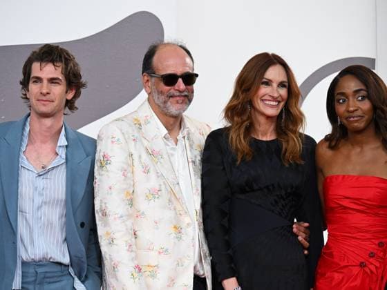 Venice, 82nd Venice International Film Festival 2025 - evening 3 - red carpet of the film After The Hunt - In the photo: Andrew Garfield, Luca Guadagnino, Julia Roberts, Ayo Edebiri, Malik Hassan Sayeed  Copyright: xManuelexMangiarottix xipa-agency.netx xPoolxPhotoxEventsx06x IPA_Agency_IPA63586003