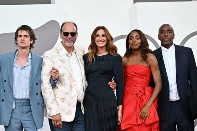 After The Hunt Red Carpet - The 82nd Venice International Film Festival Luca Guadagnino, Julia Roberts, Ayo Edebiri, Andrew Garfield during After The Hunt Red Carpet - The 82nd Venice International Film Festival, Venice, Italy 29 August 2025, Credit:Maria Laura Antonelli Avalon Italy, Venice  Copyright: xMariaxLauraxAntonellix xAvalonx 1032404488