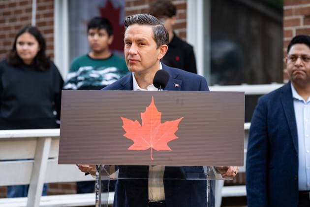 August 29, 2025, Toronto, On, Canada: Conservative Party Leader Pierre Poilievre speaks to the media during an announcement in Brampton, Ont., on Friday, August 29, 2025. Toronto Canada  - ZUMAc35_ 20250829_zaf_c35_007 Copyright: xArlynxMcadoreyx